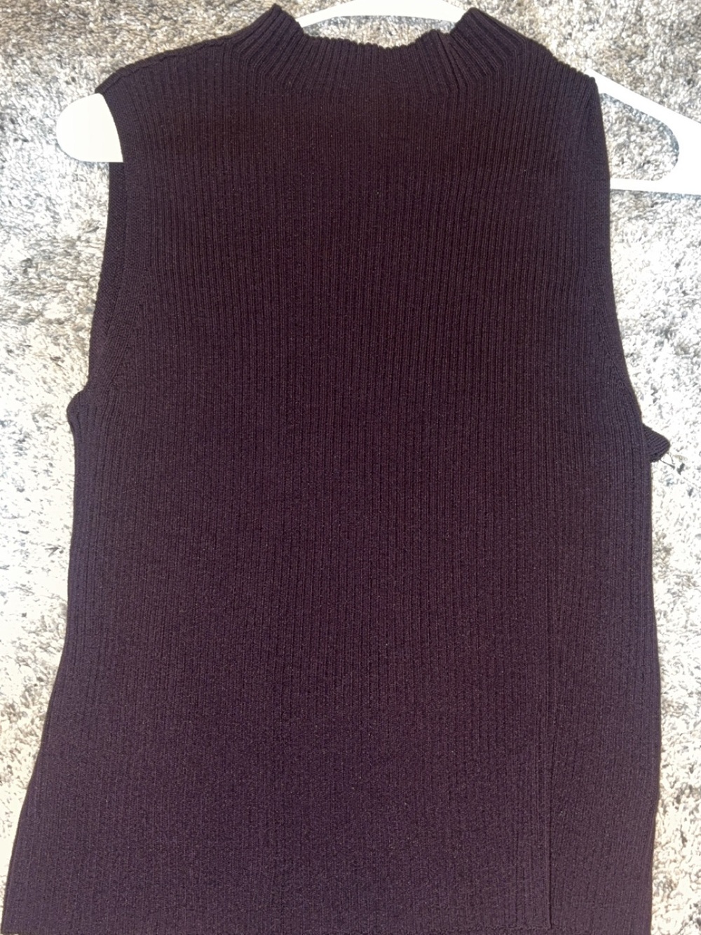 Worthington Sleeveless Ribbed Mock Neck Tank - Plum